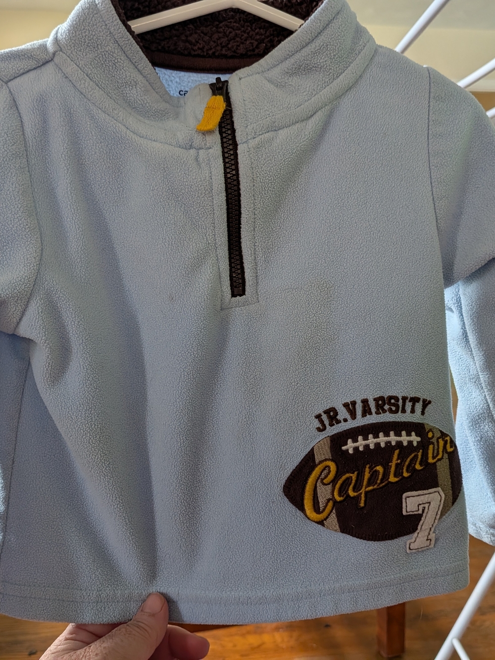 Carter's Light Blue Quarter-Zip Fleece Pullover with Football Applique